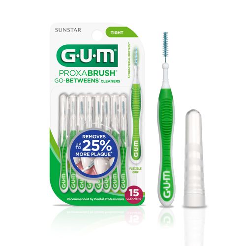GUM Proxabrush Go-Betweens - Tight - Interdental Brushes - Soft Bristled Dental Picks for Plaque Removal Health - Safe for Braces & Dental Devices, 15 Count