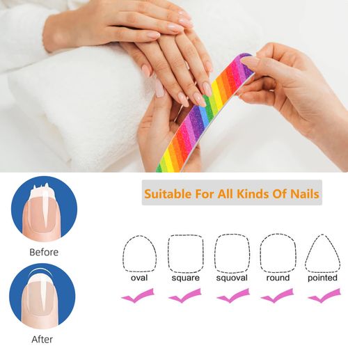 VIVID TELLA Nail File Set Pro Nail Buffer Nail File for Nail File Gel Nail 100/180 Grit Nail File and Buffer (Rainbow-10pcs)
