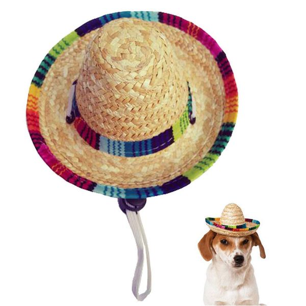 CIEOVO Dog Sombrero Hat, Mini Straw Sombrero Hats Mexican Hats Sombrero Party Hats for Small Pets/Puppy/Cat