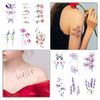 VIKSAUN 15 Sheets Flower Temporary Tattoo Sticker, Flowers Temporary Tattoos, Watercolor Purple Violet Lavender Temporary Tattoos, For Girl Kids Hand Face Ankle Neck Tatoos Stickers (15 Sheets)