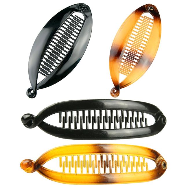 OSUWLSI 4 Stück Bananen Clip Set Bananenspange Bananen Fischschwanz Haarspange Fischschwanz Weibliche Haarnadel Pferdeschwanz Festes Dünnes Haar