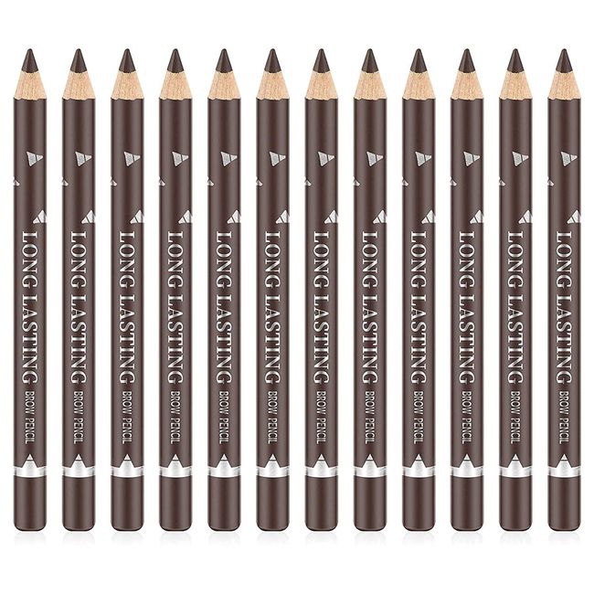 Mysense 12 PCS Brown Eyebrow Eyeliner Pencil Set, Waterproof Eyebrow Pencil,Long-lasting Sweat-proof Eyeliner Makeup Pen（Dark Brown）