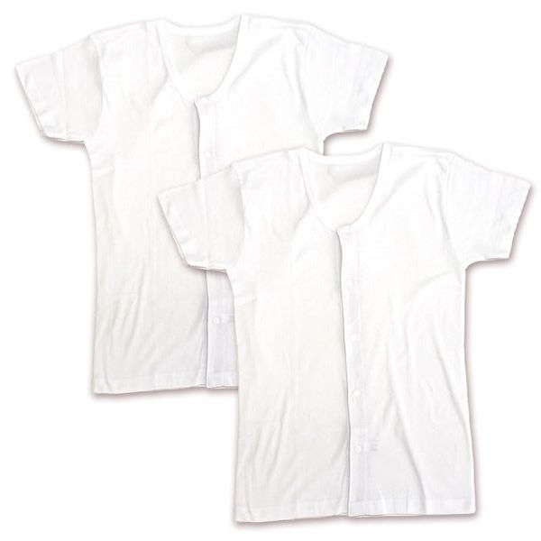 [Yone7] One-touch Underwear, For Nursing Care, Men's, Short Sleeve, Set of 2, Plastic hook