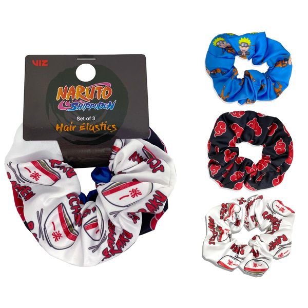 Naruto Scrunchies Set – Anime Scrunchies, Naruto Hair Ties Anime Stuff – Officially Licensed Naruto Merch Naruto Shippuden Hair Elastics Pack of 3