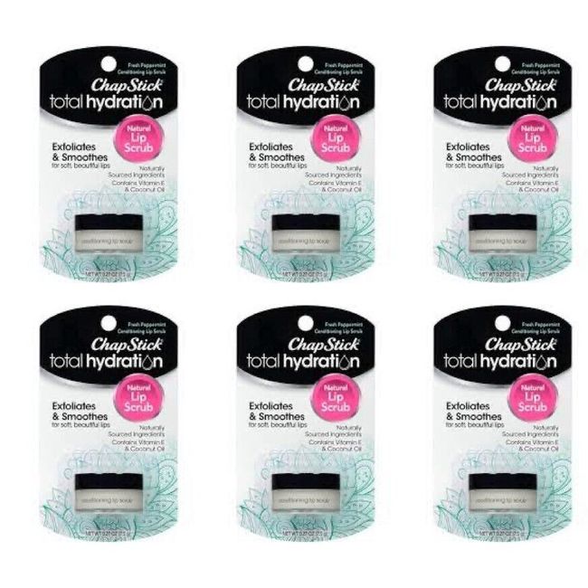 6 ChapStick Total Hydration Conditioning Lip Scrub Fresh Peppermint Lip Exfoliat