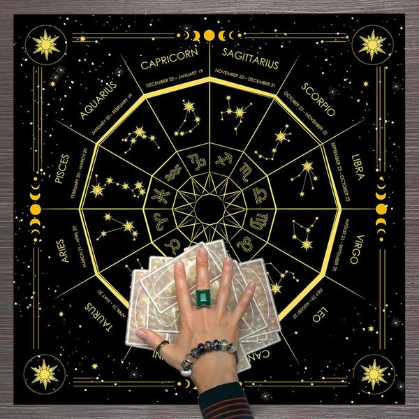 Square Pendulum Divination Altar Tablecloth Board Game Card Pad Runes Table Cloth Metaphysical Board Game Mat Board Game Table Cloth Divination Tablecloth Divination Mat Tarot Card Mat For Altar