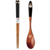 Aizu Lacquerware Cutlery Set, Owl (Ruster, Hand Drawn) (Black)
