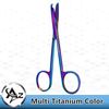 Multi Titanium Color Rainbow Stitch Scissors 4.5" Stainless Steel Rainbow