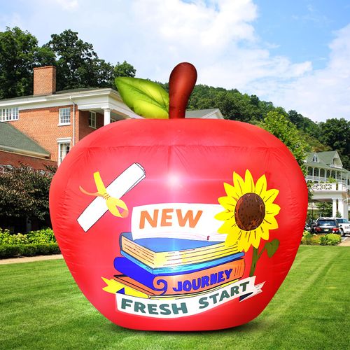 Back to School Inflatable Outdoor Decorations 4.92FT Welcome Back to School Outdoor Decoration with 2 LEDs Yard Decor Props for First Day of School Party Kindergarten Preschool Graduation