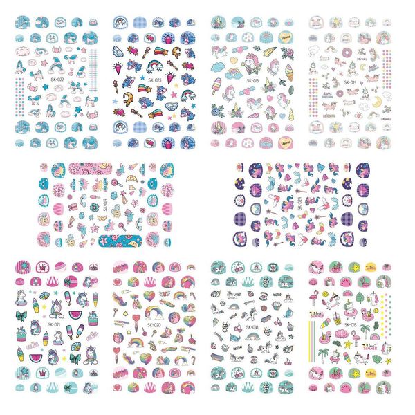 600+ Unicorn Pattern 3D Nail Art Stickers Nail Applique Nail Decoration ， per le donne Girl Kids Unicorn Birthday Party Nails Decoration