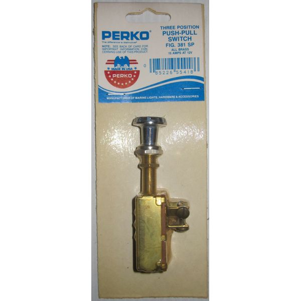 Perko Push-Pull Switch All Brass 3 Position Rated 15 Amp 12v 381 SP Marine Boat