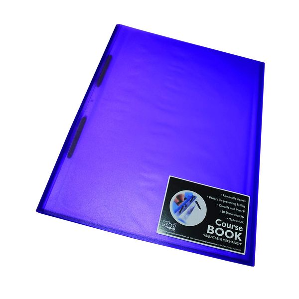 Westfolio Course Book Adjustable Capacity Purple A4, File Holder, Presentation Display Wallet, Paper, Document, Poly Clear Sleeves