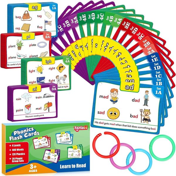 Phonics Flash Cards Learn to Read Spelling Reading Sight Words Phonics Games,