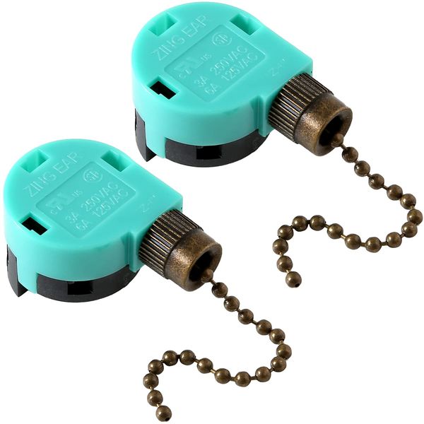 Ceiling Fan Switch Zing Ear ZE-268S6, 3 Speed 4 Wire Speed Control Pull Chain Cord Appliances Switch Replacement Parts Compatible with Hunter Ceiling Fans Wall Lamps (Bronze)