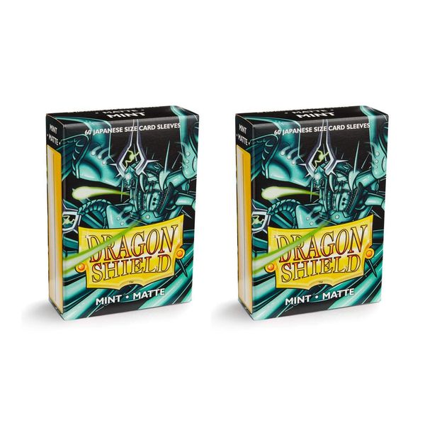 Dragon Shield Bundle: 2 Packs of 60 Count Japanese Size Mini Matte Card Sleeves - Matte Mint