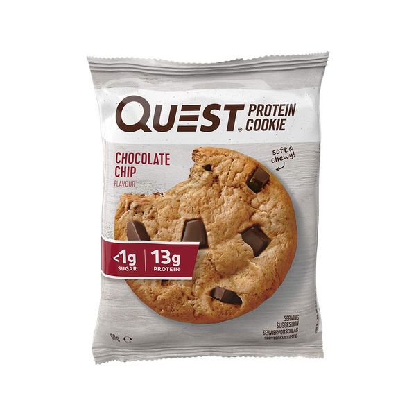 Quest Nutrition Chocolate Chip Protein Cookie, High Protein, Low Sugar, High Fibre, Keto Friendly, 12-Count