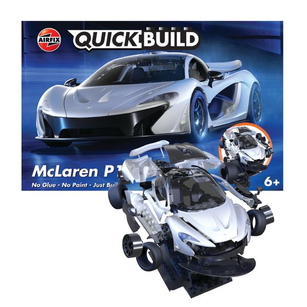 Airfix QUICKBUILD Model Car Kit - McLaren P1 White Car Building Kit for Kids 6+, Construction Toys for Boys & Girls, No Glue Model Making - Classic Car Gifts Plastic Model Kits