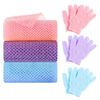 6 Pack African Net Sponge Exfoliating Glove Set, 3 Bath Sponge Body Scrubber Back Scrubber and 3 Pairs Exfoliating Gloves for Skin Smoother