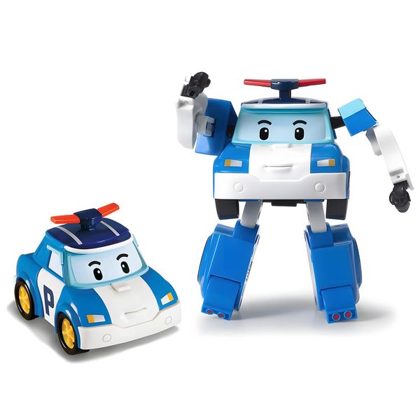 Robocar Poli Transforming Robot, 4" Transformable Action Toy Figure Vehicles, Police Emergency Vehicle Playset, Holiday Birthday Rescue Car Toys Gift for Boys Girls Age 1 2 3 4 5