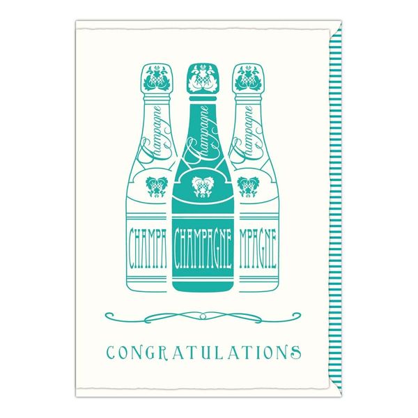 Quire Impressive Card Champagne Bottles,Cream/Blue,115x163mm