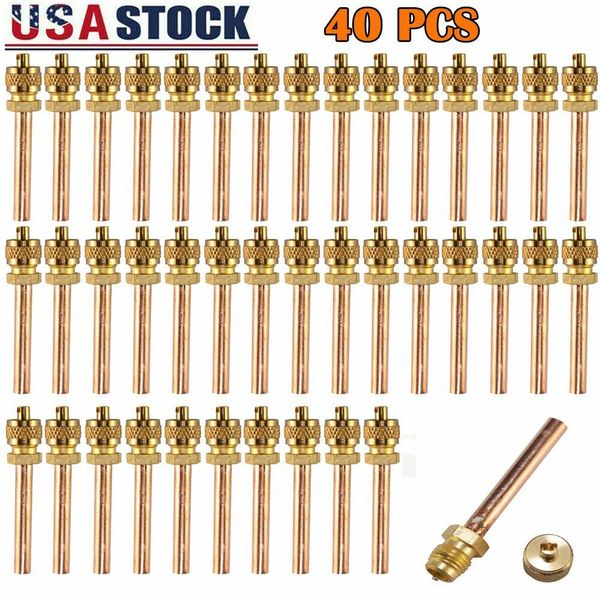 40pc Service/Access Valve 1/4" SAE * 1/4"OD 2.75" Stem Core AC Air Refrigeration