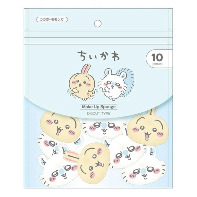 Shobido Chiikawa 682762 Die-Cut Puff Rabbit & Momonga Cosmetics Foundation Sponge