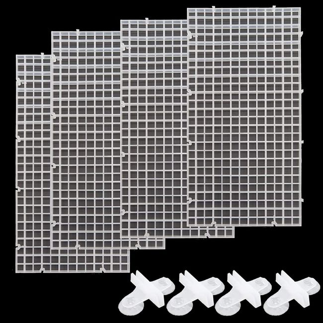 Samcos Aquarium Partition Board Separator, 11.8 x 5.9 inches (30 x 15 cm), Aquarium Separator, Filter, Net with Rubber Suction Cup, Set of 8 (See Through)