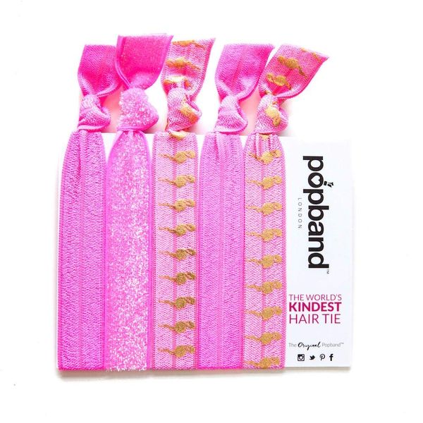 Popband London | Hair Tie | Flamingo | For All Day and Night | No Hair Crease | No Hair Damage | 5 Pc