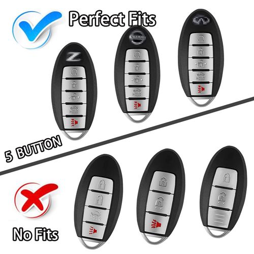 WORCAS Compatible with Nissan Altima Maxima 5 Buttons Key Fob Cover，Premium Soft TPU Smart Key Fob Case Compatible with Infiniti JX35 Q50 Q60 QX56 QX60 QX80(Green)