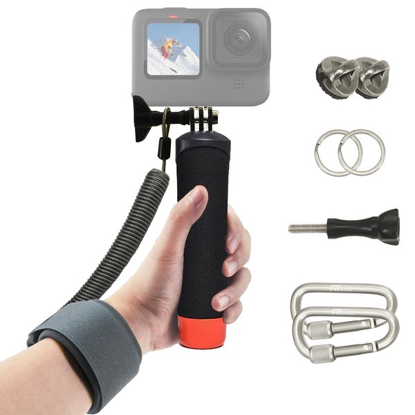 FitStill wasserdichte Einbeinstativ Floating Hand Grip+Stahl Cored Sicherheit Handgelenkgurt Seil für Go Pro Hero Session DJI Osmo Action Kameras Schnorcheln Unterwasser Tauchen Selfie Stick