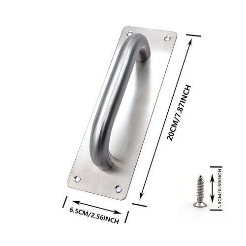 XKQYX Sliding Door Handles, Pull Push Door Handles Stainless Steel, Sliding Gate Cupboard Toilet Cabinet Garage Shed Barn Door Handles with Metal Plate (200 x 65 mm)