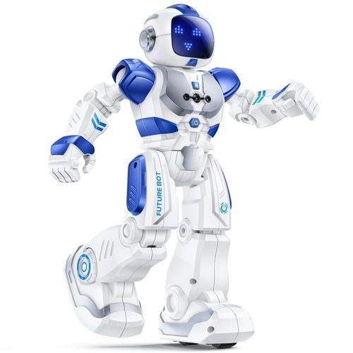 Ruko 6088 Programmable Robot with APP Control, Remote Control, Gesture Sensing Control, Rechargeable Robots Toys for Boys and Girls, Interactive Emoji LED Eyes, QA Games for 3 4 5 6 Years Kids, Blue