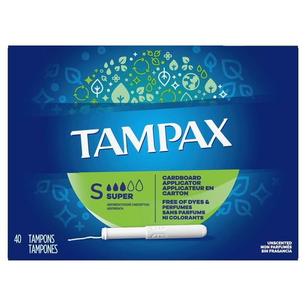Tampax Super Absorbency Plastic Tampons, 0.67 lb, 40 Count