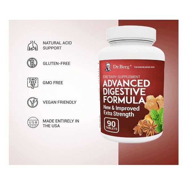 Dr Berg Advanced Digestive Formula 90 Tablets, Helps Support Healthy Digestion