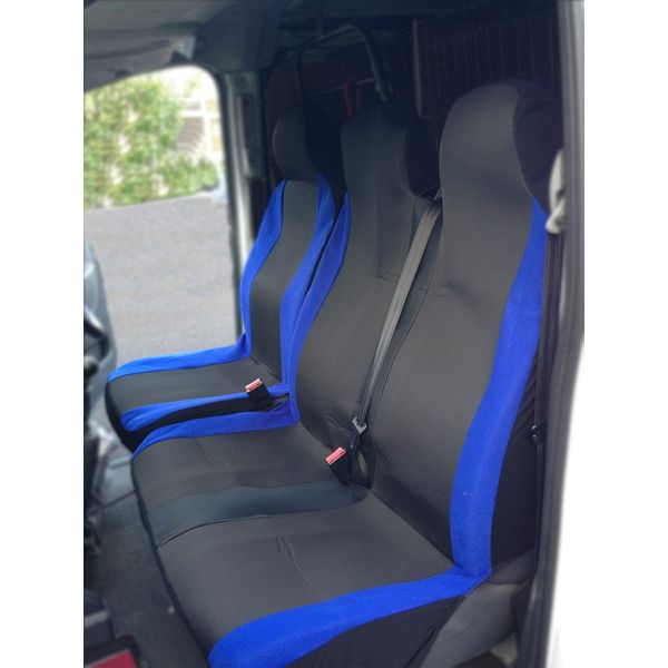 DELUXE RACING BLUE VAN SEAT COVERS 2+1
