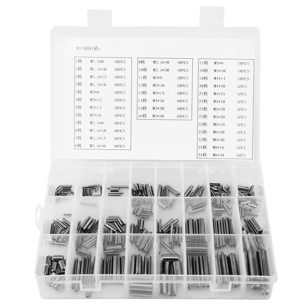 280Pcs M1.5/M2/M2.5/M3/M4/M5/M6/M8 Roll Pin Assortment Set with Storage Case,304 Stainless Steel Slotted Spring Pin Kit