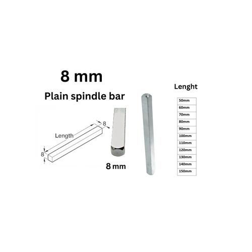 8mm Windows UPVC and Door Handle Spindle Plain Bar 50mm to 150mm Solid Steel Silver Metal Spindles (8mm x 140mm)