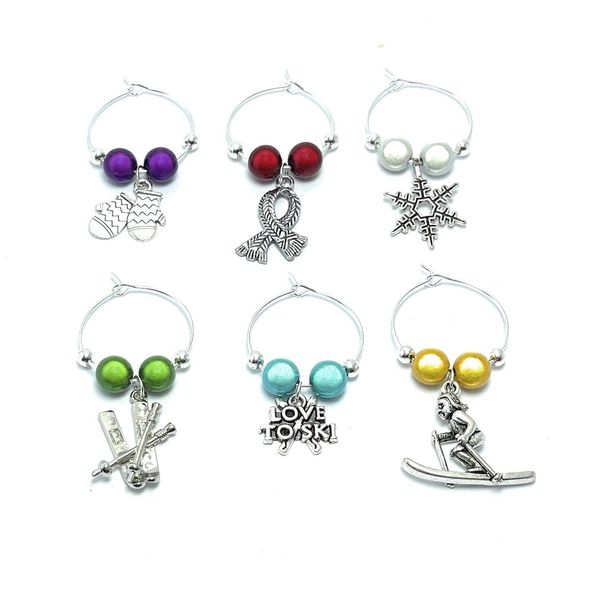 Libby's Market Place I Love To Ski, Ski Lovers Wine Glass Charms with 3 Different Gift Options (Gift Box)