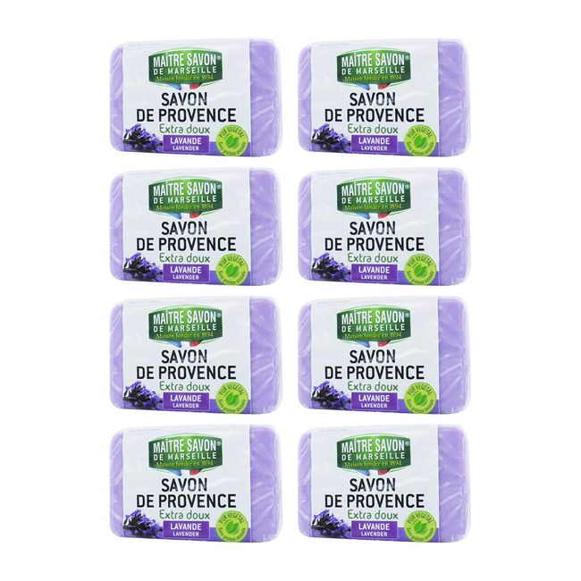 Maitre Savon de Marseille (Value Set of 8) Marseille Soap Lavender Soap 3.5 oz (100 g) x 8 Packs