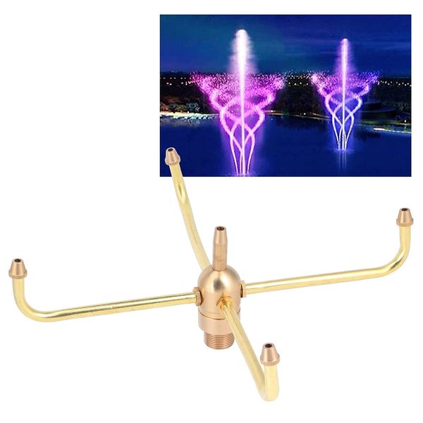 Water Fountain Nozzle,G1/2 Female Thread G3/4 Male Thread,4 Arm Rotate Water Fountain Nozzle Spray Head Sprinkler,Sprayer Fountain Nozzle for Garden, Ponds, Tabletop Fish Ponds