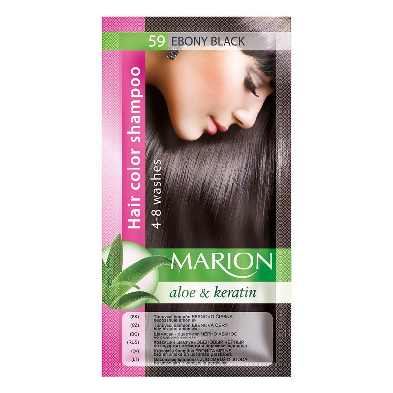 Marion Hair Color Shampoo in Sachet Lasting 4-8 Washes - 59- Ebony Black