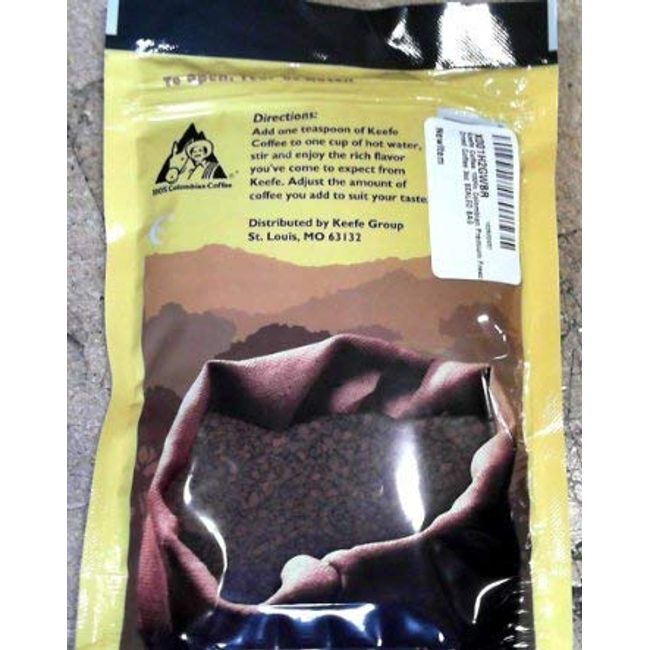 Keefe Coffee 100% Colombian Premium Freeze Dried Coffee 3oz SEALED BAG