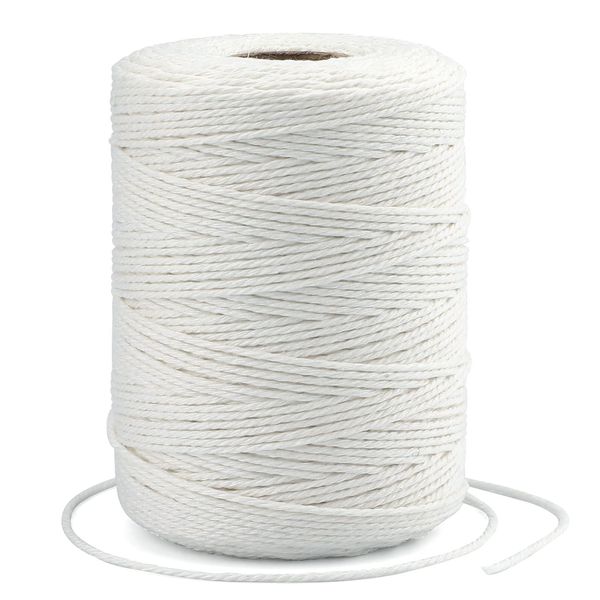 G2PLUS White String,2MM White Cotton String,656Feet Cotton Bakers Twine String for DIY Art&Crafts,Gift Wrapping,Gardening,Macrame,Meat and Roasting(200M/218Yard,12Ply White Twine String)