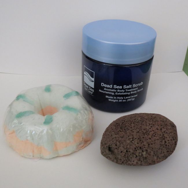 Bath Bombs: Cucumber/Melon Bath Bombs, 24 oz Cucumber/Melon Dry Salt Scrub, Pumice Stone by Dead Sea Spa Care, Bubble Bath