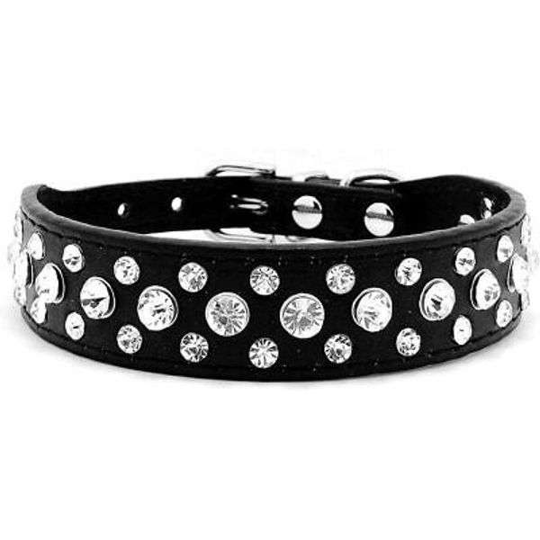 Rhinestone Dog Collar, Bling Rhinestone PU Leather Crystal Diamond Pet Dog Ca...