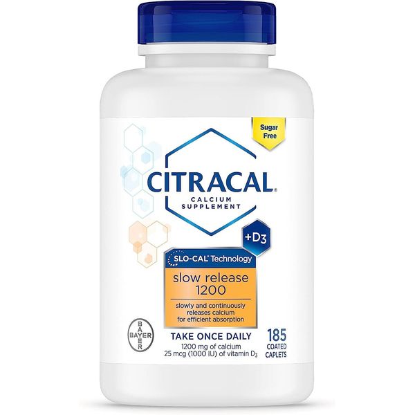 Slow Release 1200, 1200 mg Calcium Citrate and Calcium 25 mcg(1000 IU) 185 Count