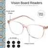 OPTIMUM OPTICAL Blue Light Filtering Scratch-Resistant Lens Rectangular Frame Magnifying Reading Glasses - Vision Board, +1.50