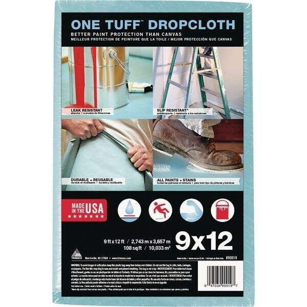 (3)-Trimaco One Tuff Cloth 9 Ft. x 12 Ft. Heavy-Duty Drop Cloth