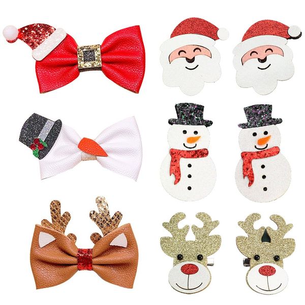 9 Pcs Christmas Hair Clips Santa Reindeer Hair Candy Gift Bags Christmas Tree Hat Hair Barrettes Decorative Headdress Hairpin Christmas Hair Accessories for Women Girls Christmas Party Favor (Style 1)