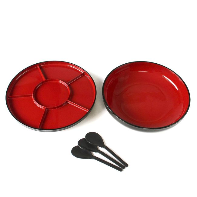 Hand-rolled Sushi Set, Made in Japan, Rotating Plate, Sushi Tub, 3 Rice Spoons, Lacquerware, Party